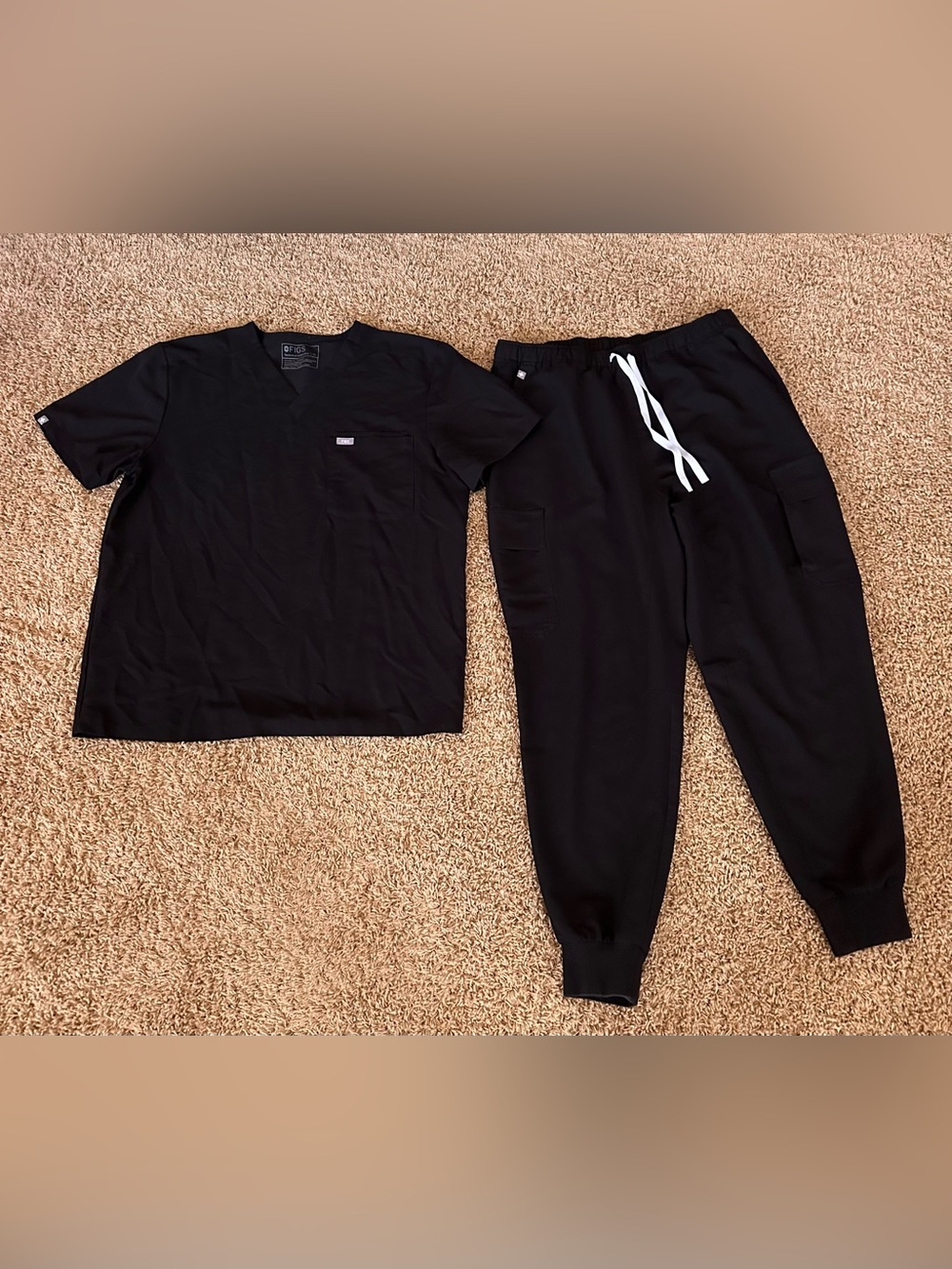 Figs Men Black Scrub Set XL